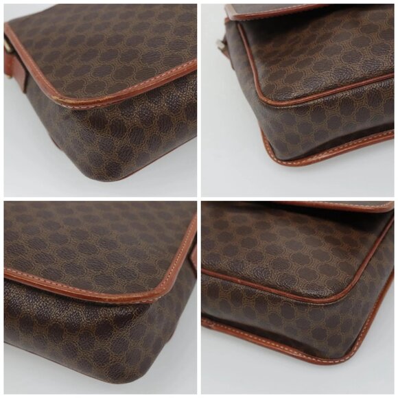 CELINE Macadam Canvas Circle Shoulder Bag PVC Leather Brown Gold Auth EC528 - Picture 16 of 16